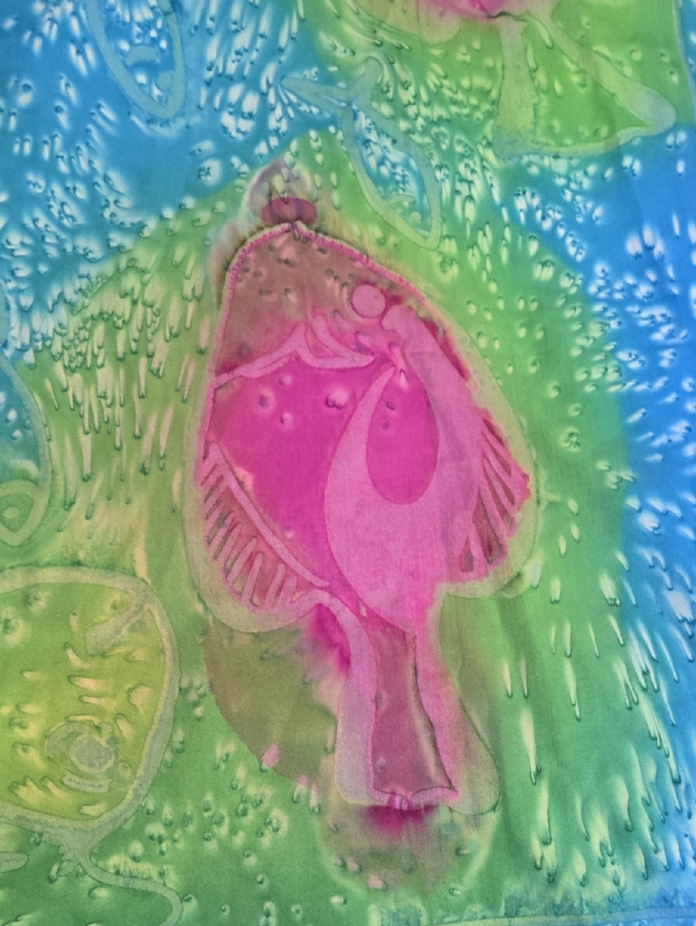 Rima Beach Wrap Scarf in Aqua, Lime & Magenta - Picture 2 of 7
